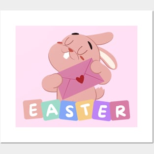 Cute Pink Bunny Easter Posters and Art